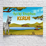 Safari Temalı Doğum Günü Afişi 100x150 cm