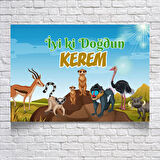 Safari Temalı Doğum Günü Afişi 100x150 cm