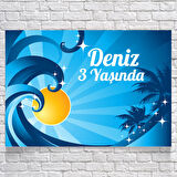 Deniz ve Dalga Temalı Doğum Günü Afişi 50 x 70