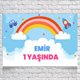 Gökkuşağı Temalı Doğum Günü Afişi 70 x 100