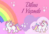 Unicorn Temalı Doğum Günü Afişi 70X100 cm