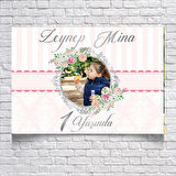 PEMBE ÇİÇEKLİ DOĞUM GÜNÜ AFİŞİ 70X100 cm