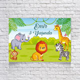 Sevimli Hayvanlar Partisi Temalı Doğum Günü Afişi 100X150 cm