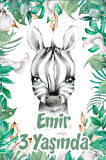 Zebra Temalı Doğum Günü Afişi -3 70X100 cm