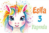 Gökkuşağı Saçlı Unicorn Temalı Doğum Günü Afişi -1 35X50 cm