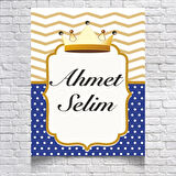 Mavi Gold Çizgili Doğum Günü Afişi 70X100 cm