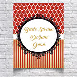 Kırmızı Çizgili Doğum Günü Afişi 50X70 cm