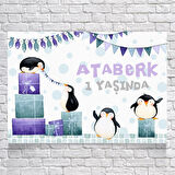 Penguen Temalı Doğum Günü Afişi 50X70 cm