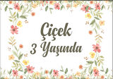 Çiçekler Temalı Doğum Günü Afişi -2 35X50 cm