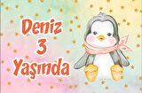 Sevimli Penguen Temalı Doğum Günü Afişi 35X50 cm