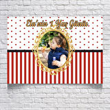 Kırmızı Çizgili Doğum Günü Afişi 50X70 cm