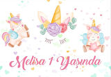 Unicorn Temalı Doğum Günü Afişi 35X50 cm