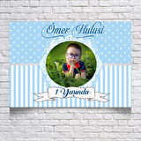 Mavi Çizgili Doğum Günü Afişi 70X100 cm