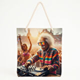 Einstein DJ Baskılı Mizahi Festival Ruhlu Plaj Çantası