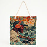 DJ Portresi Baskılı Şehirli Fantastik Ritim Plaj Çantası