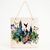 Harry Potter Simgeli Renkli Kolaj Plaj Çantası