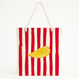 Kırmızı Beyaz Çizgili Plaj Çantası