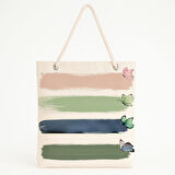 Pastel Fırça Desenli Plaj Çantası