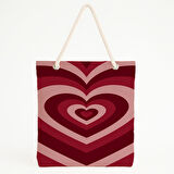 Pembe-Kırmızı Kalp Plaj Çantası