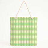 Yeşil Gingham Desenli Plaj Çantası