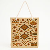Folk-Art Desenli Bej Plaj Çantası
