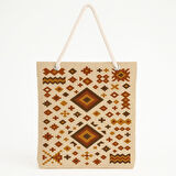 Etnik Elmas Desenli Bej Plaj Çantası