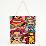 OMG! Panelli Çizgi Roman Temalı Plaj Çantası