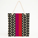 Üç Renk Şeritli Geometrik Plaj Çantası