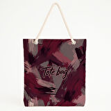 Bordo Gri Soyut Fırça Dokulu Plaj Çantası