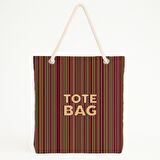 Kahve Kırmızı Yeşil Çizgili Plaj Çantası