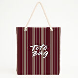 Bordo Bej Çizgili Fırça Yazılı Plaj Çantası
