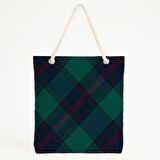 Koyu Tartan Retro Şehirli Plaj Çantası