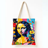 Çiçekli Kadın Portresi Omuz Çantası