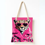 Pembe Güç Leopar Omuz Çantası