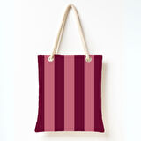 Bordo Pembe Çizgili Omuz Çantası