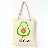 Avokado Kalp Mesajı Omuz Çantası