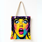 Renkli Şaşkın Portre Omuz Çantası