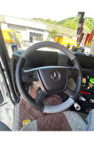 DİKİŞLİ DİREKSİYON KILIFI SİYAH/GRİ DERİ SİYAH DİKİŞLİ MERCEDES KAMYON TIR İÇİN HIZLI KARGO