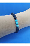 Hematit Oniks Akik Turkuaz Taşı Tasarım Bileklik