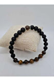 Kaplan Gözü ve Hematit Doğal Taş Bileklik