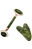 Yeşim Masaj Taşı Roller Ve Yeşim Taşı Gua Sha (kalp Tasarımlı) Set