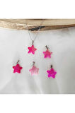 Pembe Akik Doğal Taş Kolye Yıldız Model Zincir Hediyeli