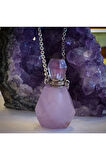Sertifikalı Ametist Doğal Taş Parfüm Şişe Tasarımlı Kolye Aaa Kalite
