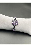 Ametist Doğal Taş Bileklik Asansörlü Kilit Sistemi El Yapımı Bileklik