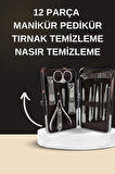 Elektrikli Manikür Pedikür Seti İkili Set 12 Parça Tırnak Bakımı Törpü Prot
