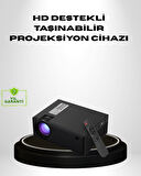 1080p Full HD Taşınabilir Projeksiyon Cihazı LED Işıklı Uzaktan Kumandalı