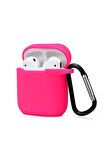 Airpods 2 (2.nesil) Sert Silikon Kılıf - Pembe-(5796)