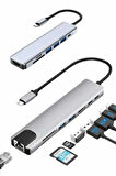 8 Port Çoklayıcı Macbook Ile Uyumlu Çoğaltıcı Type-C dönüştürücü TF SD 
