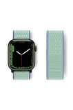 Apple Watch 42mm Hasırlı Cırtcırtlı Kordon - Mavi-Turkuaz-(5796)