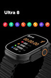 Ultra 8 2.1 inç IPS Ekran Konuşma ve NFC Özellikli Akıllı Saat - Siyah-(5796)